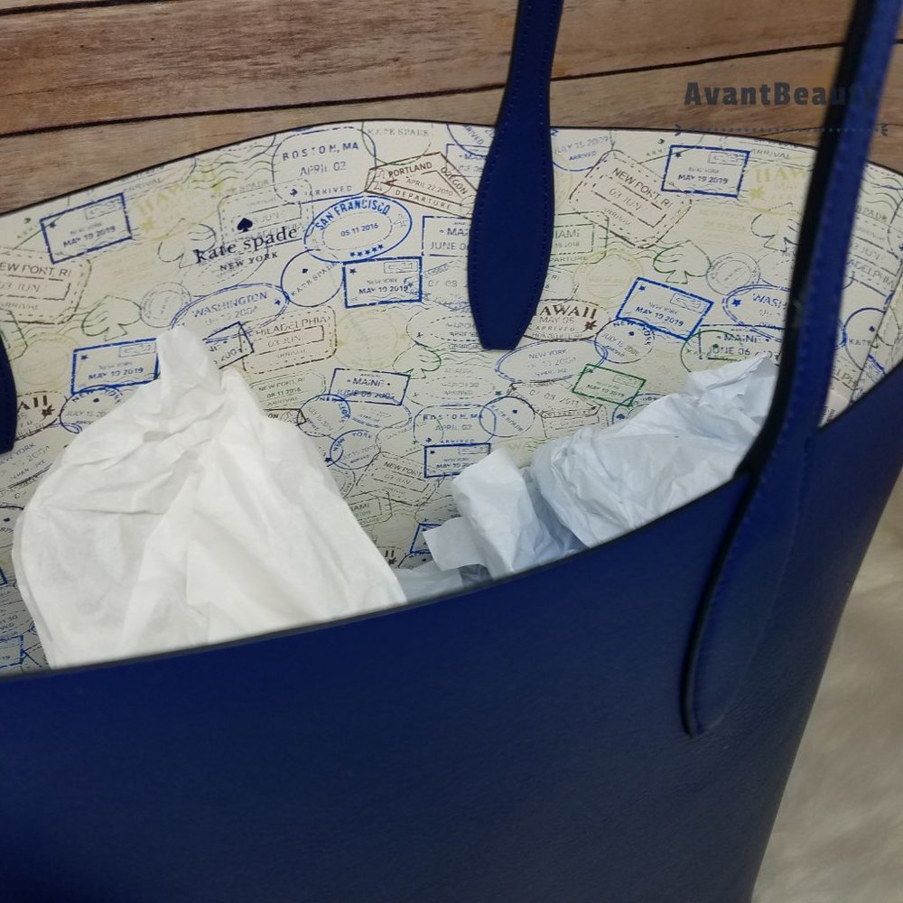 Kate Spade Large Reversible Tote Off The Grid Blue - Picture 13 of 16